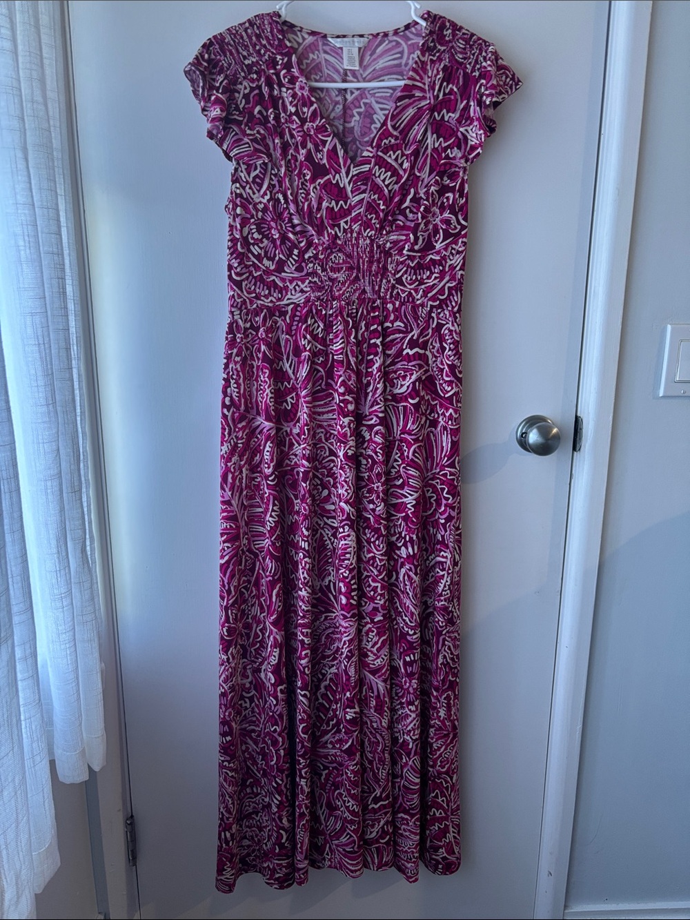 London Times Pink & White Floral Print Maxi Dress
